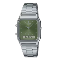 [ OFFICIAL CASIO WARRANTY ] CASIO AQ-230 SILVER SERIES ANADIGIT RETRO DESIGN ANALOG-DIGITAL WATCH