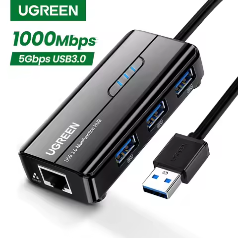 UGREEN USB Ethernet Adapter 1000/100Mbps USB to RJ45 USB3.0/2.0 HUB for Laptop PC Xiaomi Mi Box S Ni