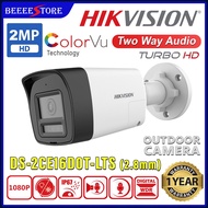 HIKVISION CCTV DS-2CE16D0T-LTS 2MP TURBO HD Two Way Audio Fixed Mini Bullet Camera 2.8MM