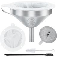 WMKGG 304 Stainless Steel Funnel, 5 Inch Funnels for Kitchen Use Filling Bottles, with 200 Mesh and 