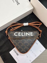 CELINE 牛皮革 三角包 斜孭袋 小號 黃褐色