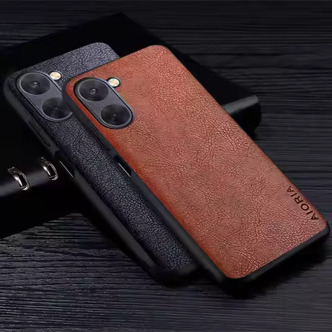 Leather Case For Realme 10 4G Luxury Business Style Retro Litchi Pattern Back Cover for Oppo Realme 