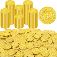 120 PCS Gold Coins, 1.4 in Plastic Gold Coins, 0.08 in Thick Fake Coins Pirate Coins Tokens Play Coi