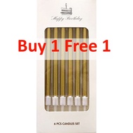 Buy1 Free1 x 6 sticks Gold long birthday candle. H10 x D0.4cm
