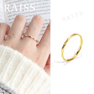 Simple Titanium Wavy Diamond Pattern Ring  Thin Ring Fashion Chic Gold Plain Ring Tail Ring Not Fade