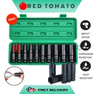 RED TOMATO 10pcs 1/2 Inch 6 Point Deep Impact Socket Heavy Duty Head Set 8-24mm Extension Hex Socket