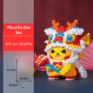 Mô Hình Lắp Ráp Pikachu Pikachu Đầu Lân Đồ Chơi Lắp Ráp Pikachu Cỡ Lớn Có Tặng Kèm Búa