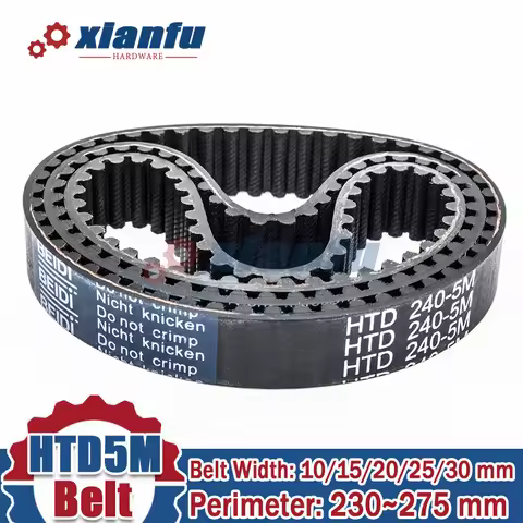HTD5M Synchronous Belt Timing 5M Pitch 5mm Width 10/15/20/25/30mm Perimeter 230 235 240 245 250 255 