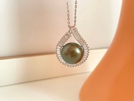 天然海水珍珠 大溪地黑珍珠 純銀吊墜 贈項鏈