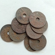 uang Kuno koin 1 sen bolong jmn belanda