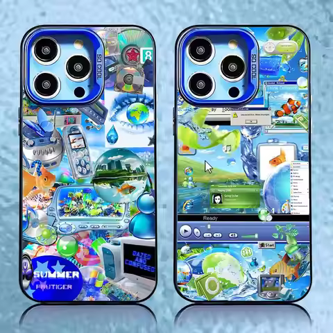 Frutiger Aero Phone Case For iPhone 16,15,14,13,12,11,Pro,XS,Max,Plus,Mini,SE Blue Candy Matte Shock