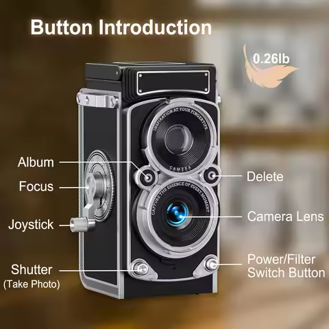 Vintage Miniature Digital Camera 1.54 inch Screen Autofocus Camera TLR 1080P FHD Video Built in Memo
