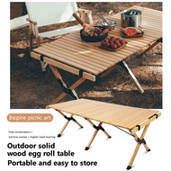 Folding Camping Table Meja Kayu Outdoor Glamping Picnic Solid Pine Luxury Portable Rollable Table