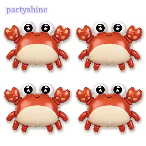 4pcs Crab Foil Balloons Set Ocean Party Decoration Cute Crab Ballon Ocean Animals Birthday Party Dec