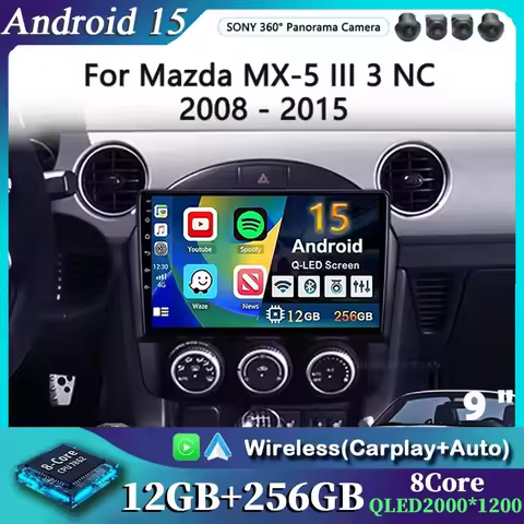 Android 15 Carplay Auto For Mazda MX-5 MX5 MX 5 NC 2005 - 2015 Car Radio Multimedia Video Player Nav