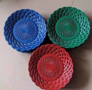 Piring Rotan Plastik Lusinan (1Lusin/12 pcs) Warna Biru Murah Hemat