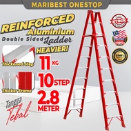 10 STEP Ladderman RED Reinforced Heavy Duty Aluminium Double Sided Ladder Multi Purpose Ladder Tangg