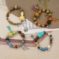 Jingdezhen Ceramic Beaded Gourd Lion Awakening Meaning Bracelet Jewelry Bracelet Live Handheld with 