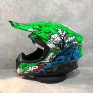 Motocross Helmet / Mountain Helmet JPX Cross X14 Wolf Green Fluo Helmet