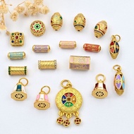 Xin 2507- (5 Items) Ancient Method Golden Burning Blue Five Items Scripture Transfer Beads Barrel Dz