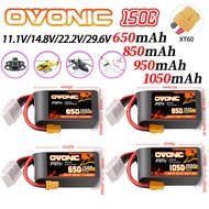 Ovonic FPV 150C LiPo 3S / 4S / 6S / 8S Lithium Battery 650/850/950/1050mAh XT30/XT60for FPV Racing &