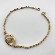 【二手】 Christian Dior 克里斯汀·迪奧 CD Logo 吊墜手鍊，2.83克，金色