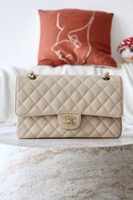 ❤️門市現貨❤️Chanel Cf25cm Beige GHW Caviar 米色金扣荔枝皮