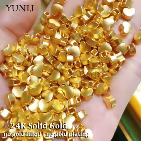 YUNLI 999 Pure Gold Real 24K Gold Heart Pendant Necklace Solid 18K AU750 Gold Chain for Women Fine J