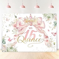 Ufeela Quinceanera Birthday Backdrop 7Wx5H Feet Fabric Polyester Girls Mis Quince 15th Birthday Back