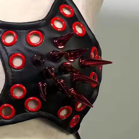 Goth Bra Tops Grunge Punk Rock Clothes Rave Festival Outfit Spiked with Spikes Emo Clothing Vkei Got