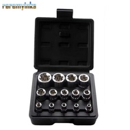 RAREM 14PCS/Set Hexagon Socket Nut Socket, With Storage Box 1/4" 3/8" 1/2" Wrench Head Star Socket S