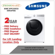 SAMSUNG WD80T754DWH/SP QUICKDRIVE 8KG WASHER DRYER 4 TICKS - 2 YEARS LOCAL MANUFACTURER WARRANTY