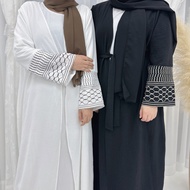 ชุดเดรสชุดกระโปรงยาว Abaya ปักลายเสื้อคาร์ดิแกนดูไบแสนสวยเสื้อคลุมแหวนมุสลิมอาบายาสำหรับผู้หญิงเสื้อ