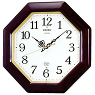 SEIKO Wall Clock For Living Room Bed Room Radio Waves Analog Timekeeping Chime &amp; Strike Octagonal Wood Frame Tea Bare RX210B