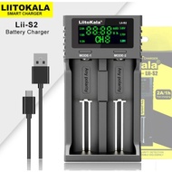 LiitoKala Lii-S2 LCD Battery Charger 2 Slot for 10440 18350 18490 18650 20700 21700 22650 25500 2665