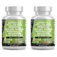 Clean Nutraceuticals Slippery Elm Psyllium Husk Pre Probiotic Digestive Gut Health Supplement with A