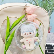 Cotton Doll 10CM Outing Bag Transparent Round Can Hang Baby Bag Doll Plush 10CM Walking Baby Bag Sto