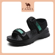 Camel รองเท้าแตะชายหาดผ้าฤดูร้อนผู้หญิงหัวเข็มขัดสามเหลี่ยมรองเท้าแตะเวลโคร CAM578051308