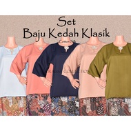 Set Baju Kedah Plain & Kain Lipat Batik