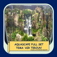 DEKORASI AQUASCAPE FULL SET - TEMA AIR TERJUN (!!!BONUS IKAN HIAS!!!)