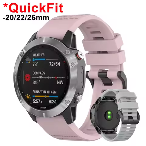20 22 26mm QuickFit Silicone Watch Band for Garmin Fenix 7X/7 Solar/7S/6X/6 Pro/6S/5X/5 Plus/epix Ge