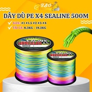 Dây dù PE câu cá X4 Sealine cuộn 500m siêu khỏe siêu bền chính hãng