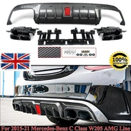 C63/ C63S/C43 4 Door Sedan Rear Diffuser With Exhaust Endtips For Mercedes Benz C class W205 2015-20