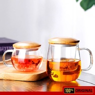 Gelas Cangkir Teh Saringan Mug Glass Tea Cup With Tea Infuser Filter