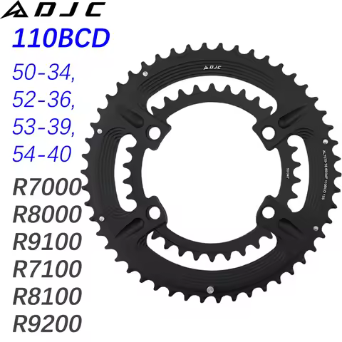 DJC Road Bike Chainring 110bcd 4 Bolts Oval Round 2x Chainring Double 52t 53t 54t for Shimano r7100 