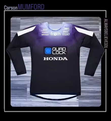 Honda HRC Racing Long Sleeve Shirt #60 Carson Mumford Men's Moto Tee Breathable Casual Biker Fashion