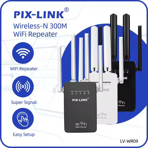 PIX-LINK WR09Q Wireless WiFi Repeater Router 300Mbps Network Signal Booster Amplifier IIEEE802.11 B 