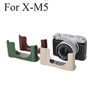 Genuine Leather Half Case for Fujifilm X-M5 Camera Non-slip Camera Protective Case Base Mount Hand G