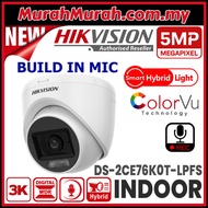 HIK HIKVISION ColorVu 5MP Indoor Dome MIC / AUDIO TVI 3K Camera DS-2CE76K0T-LPFS 5.0MP CCTV Smart Hy