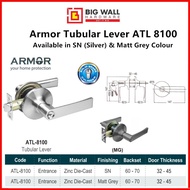 Armor ATL-8100 Entrance Tubular Lever Door Lock Available in SN (Silver) & Matt Grey  Big Wall Hardw